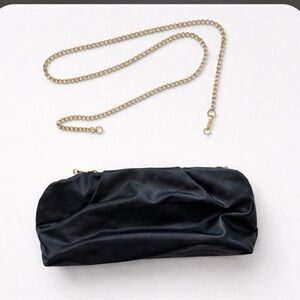 a new day Black Satin Clutch with Gold Chain.  NEVER USED